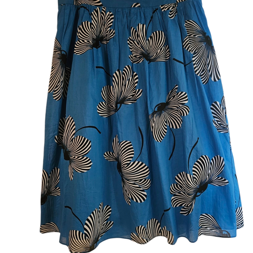 Ann Taylor Factory Blue and Black Floral Midi Skirt